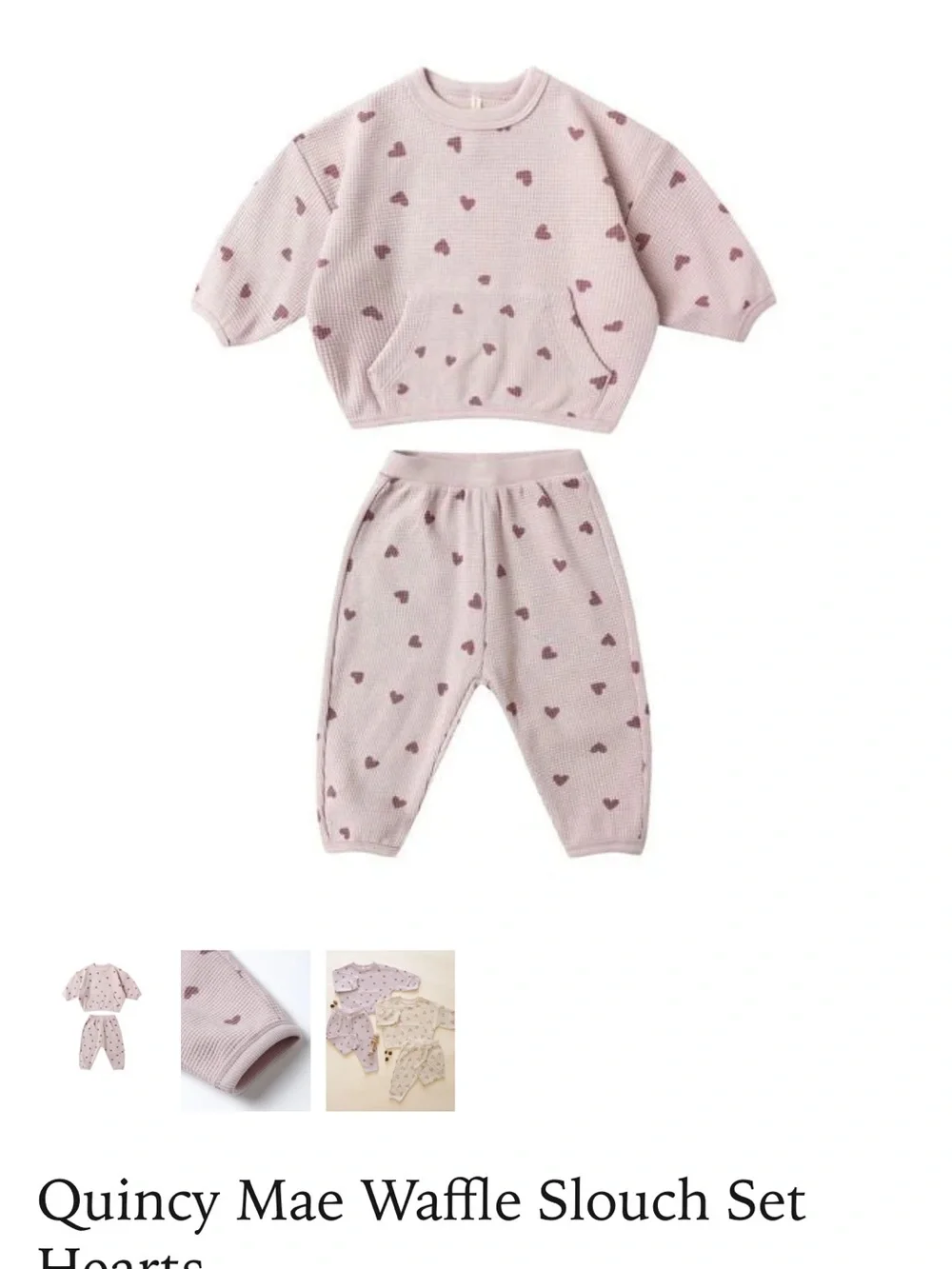 Quincy Mae baby girls slouch waffle knit Pink Heart Waffle 18-24 months
